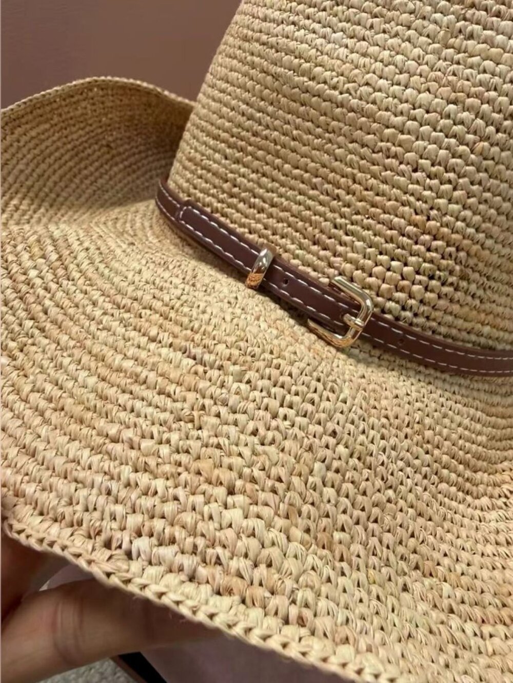 Miu Miu Woven Straw Red Rope Band Western Hat - Picture 6 of 7